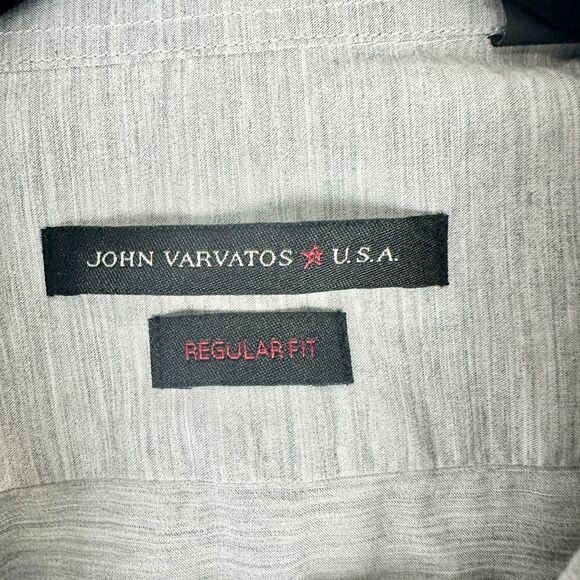 John Varvatos Regular Fit Cotton Long Sleeve Button Up Shirt Size 16 34/35 Gray - Picture 5 of 6